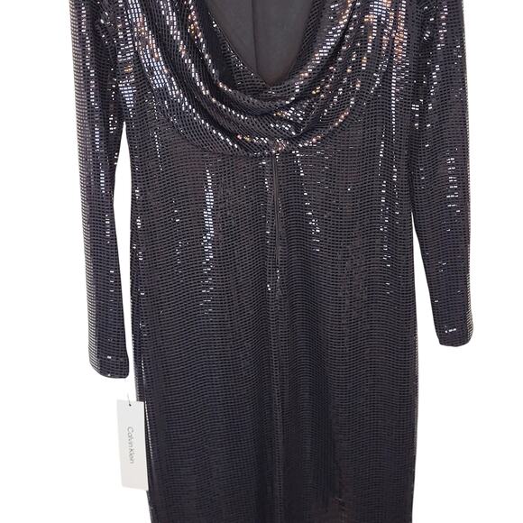 Calvin Klein Little Black Sequined Mini Cocktail Party Dress Low Back Siz 12 NWT - Picture 7 of 12